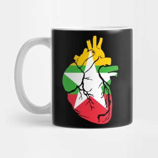 Myanmar Flag, Anatomical Heart Design Mug